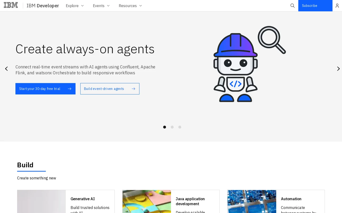 IBM Developer Homepage screenshot