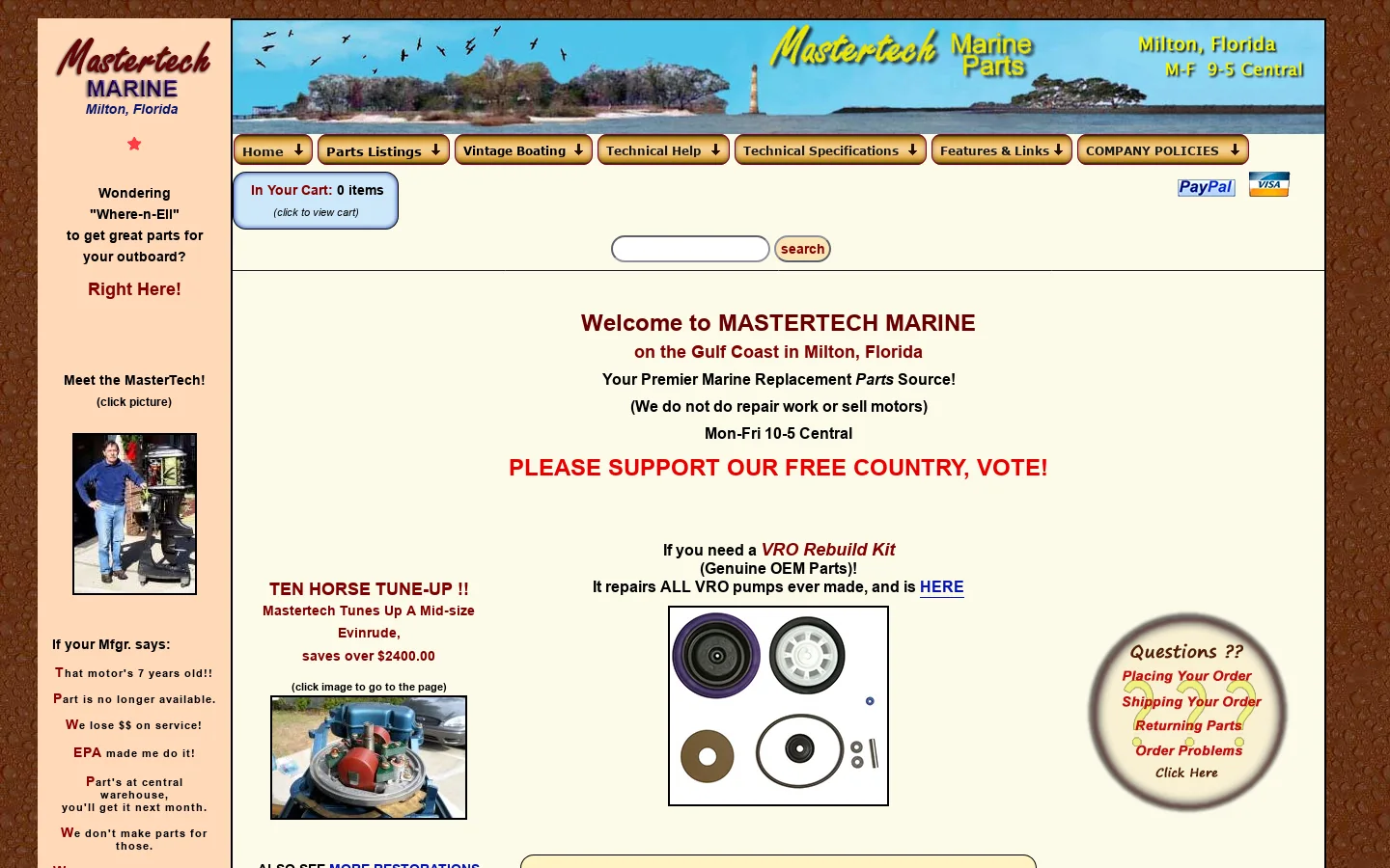 Outboard Motor Parts for Most Makes -- MASTERTECH MARINE Homepage screenshot