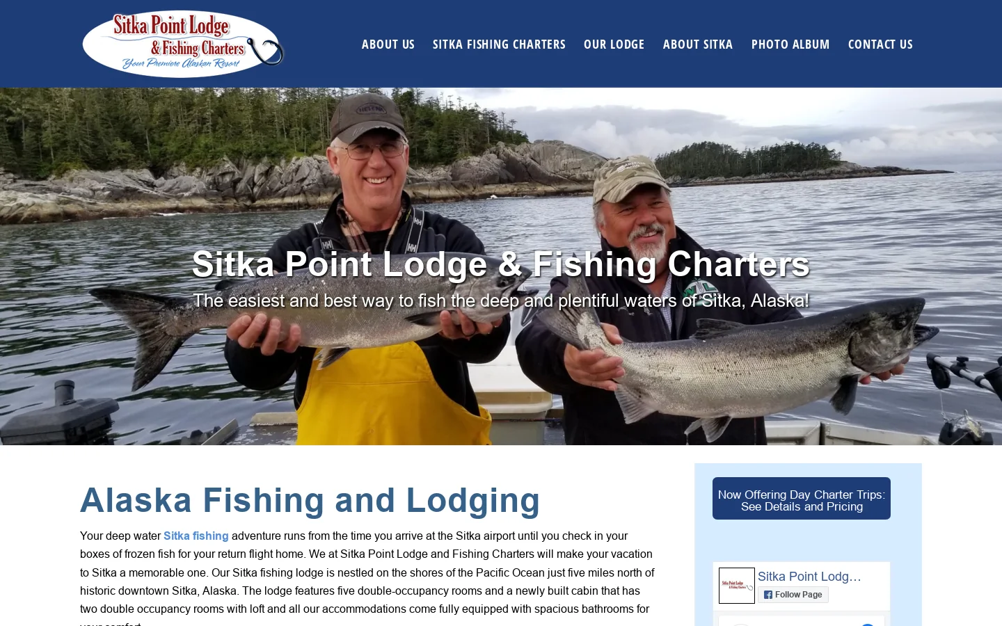 Sitka Point Charters Homepage screenshot