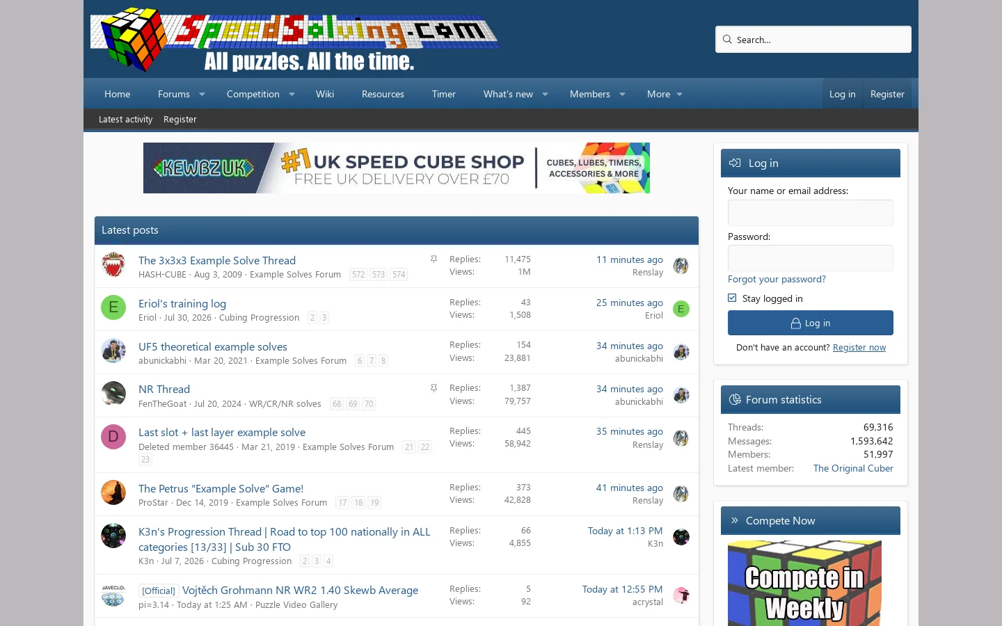 SpeedSolving Puzzles Community Homepage screenshot