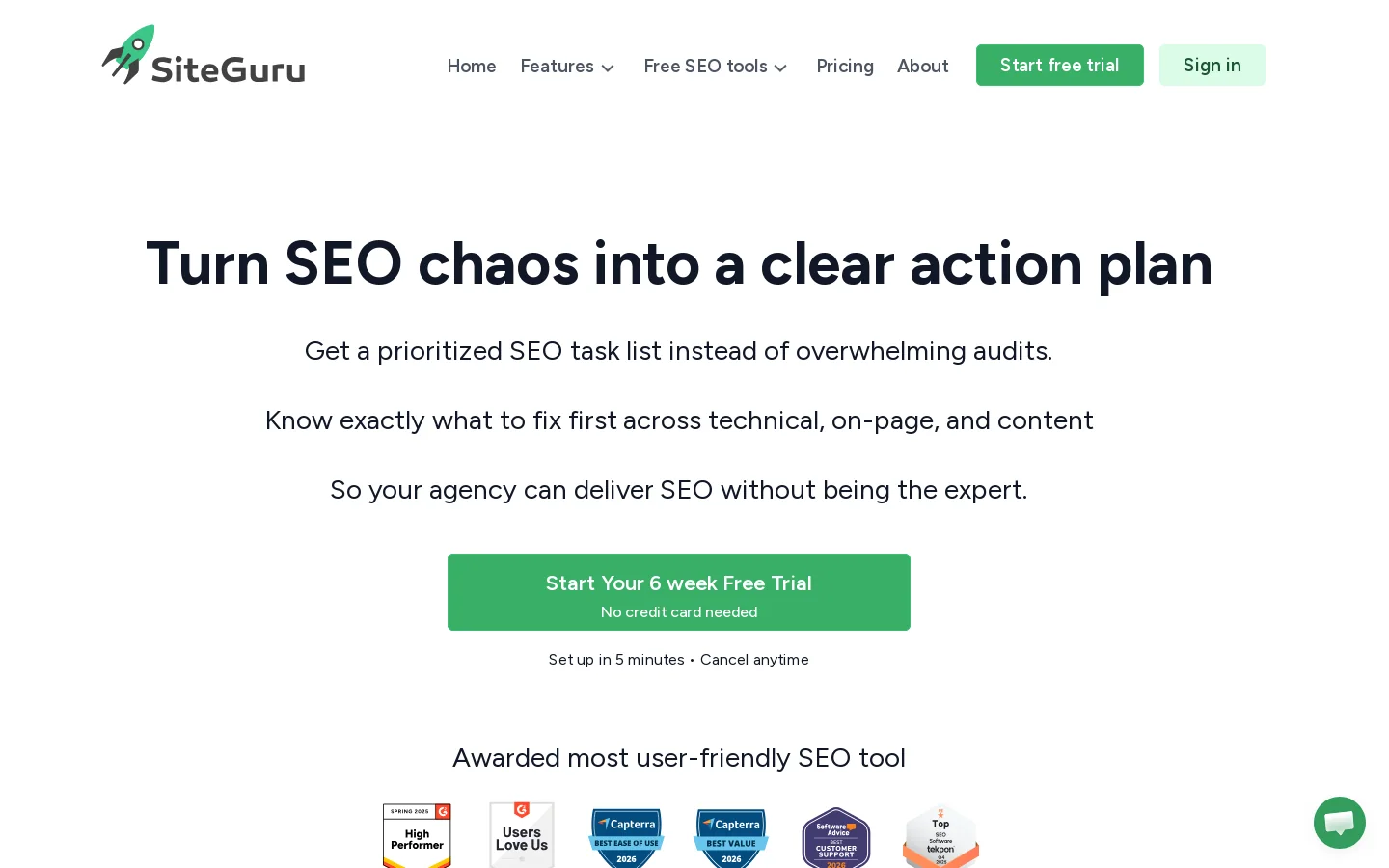 SiteGuru Homepage screenshot