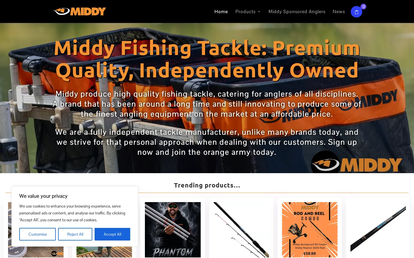 Middy Fishing Tackle | Independent UK Manufacturer. Rods, Poles Homepage screenshot