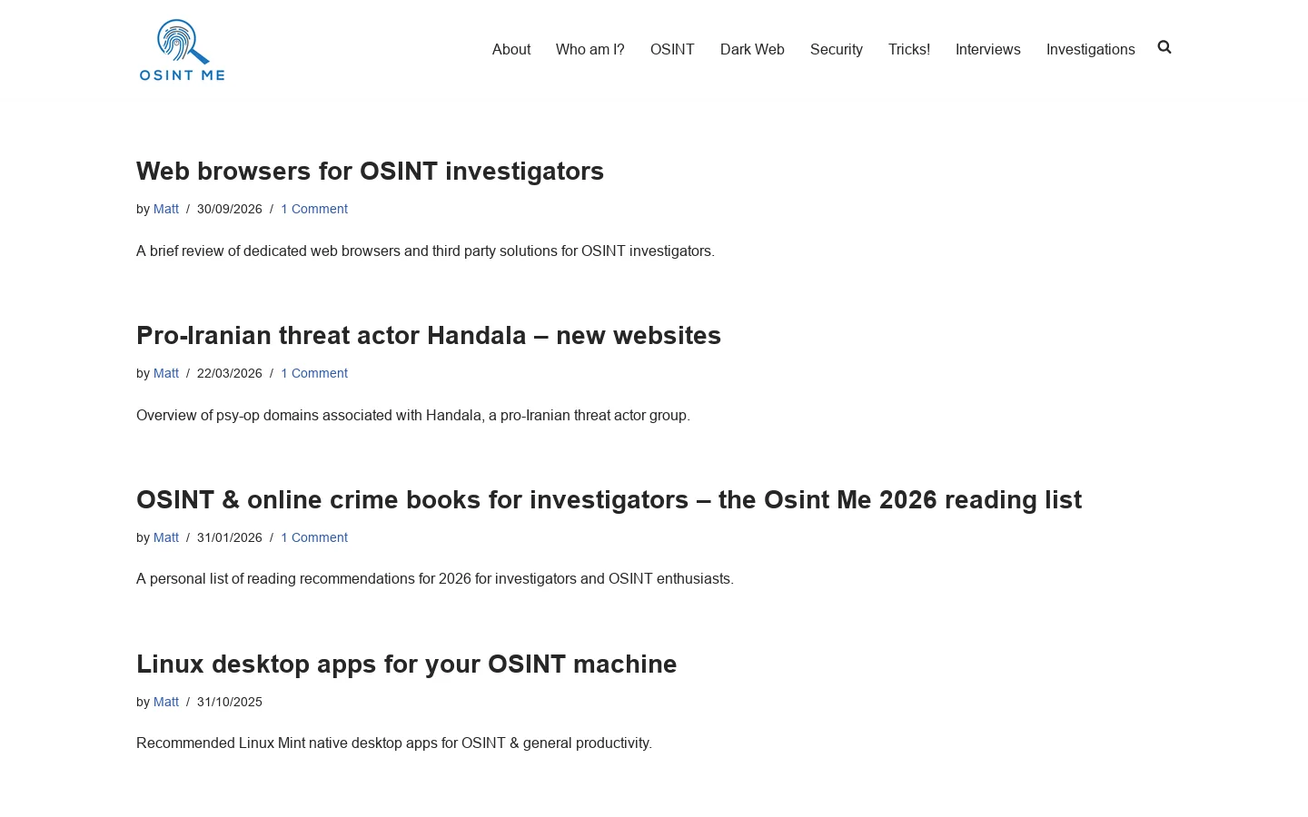osintme.com Homepage screenshot