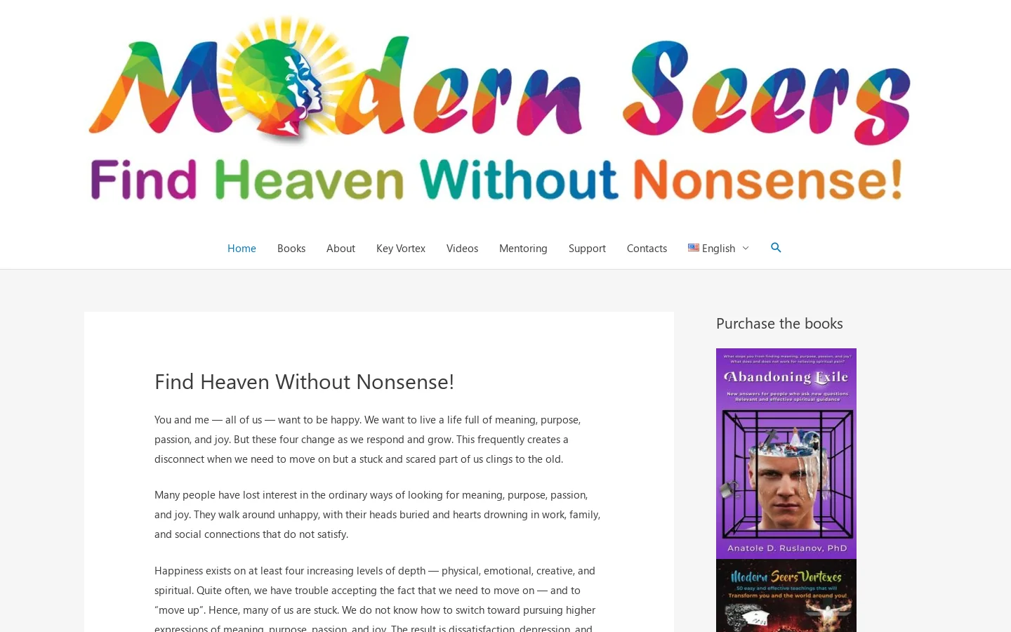 Modern Seers Homepage screenshot