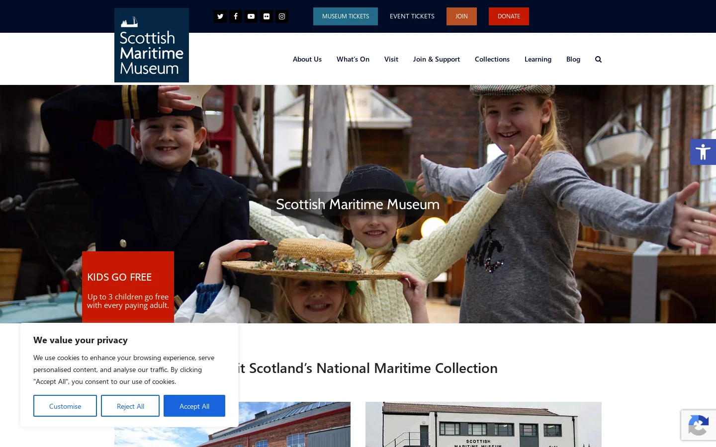 Scottish Maritime Museum Homepage screenshot