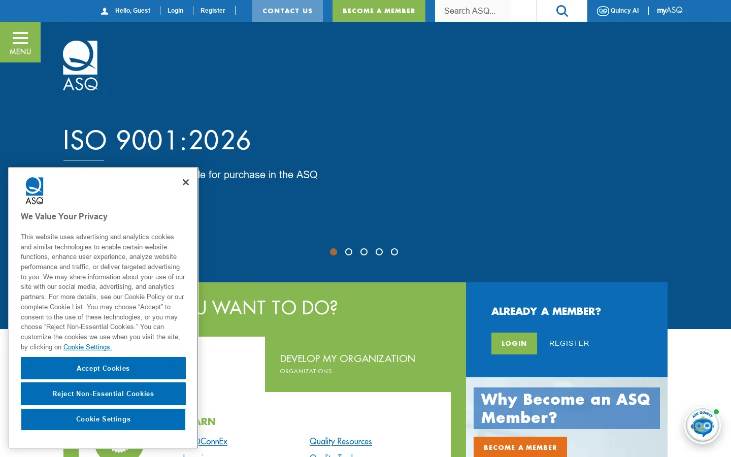 ASQ Homepage screenshot