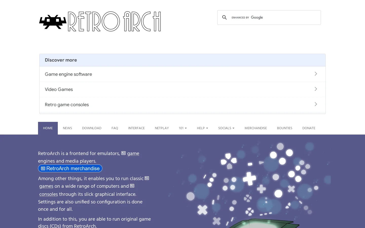 RetroArch Homepage screenshot