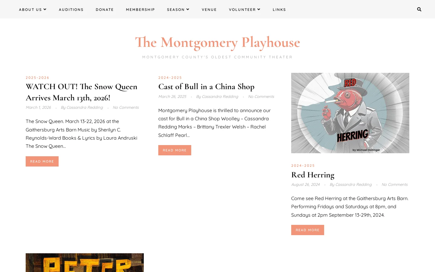 The Montgomery Playhouse - Montgomery County's oldest community theater Homepage screenshot