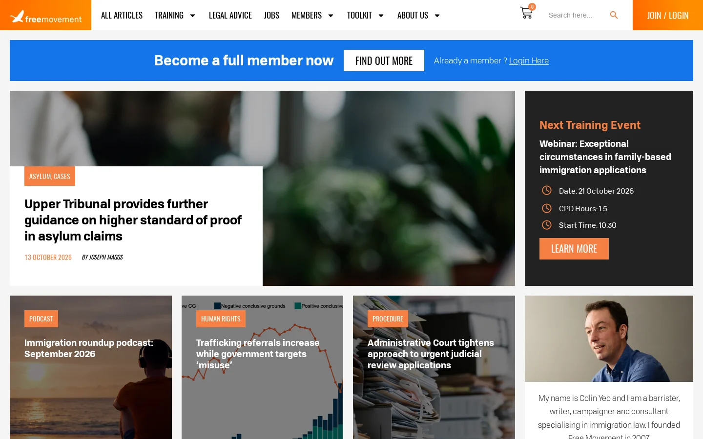 Free Movement Homepage screenshot