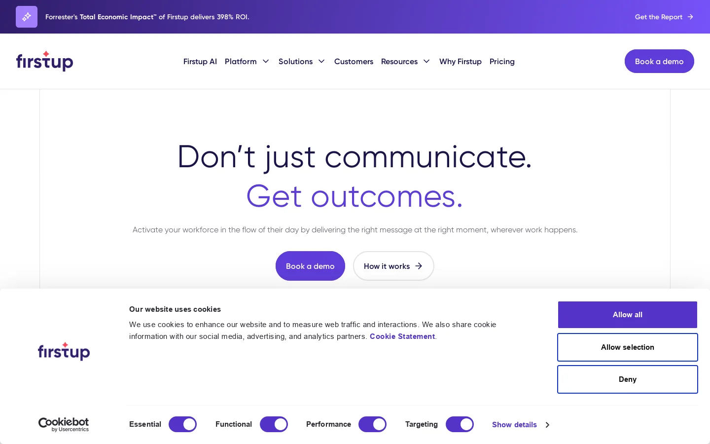 Firstup Homepage screenshot