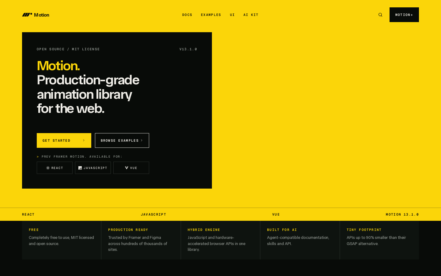 Motion (prev Framer Motion) Homepage screenshot