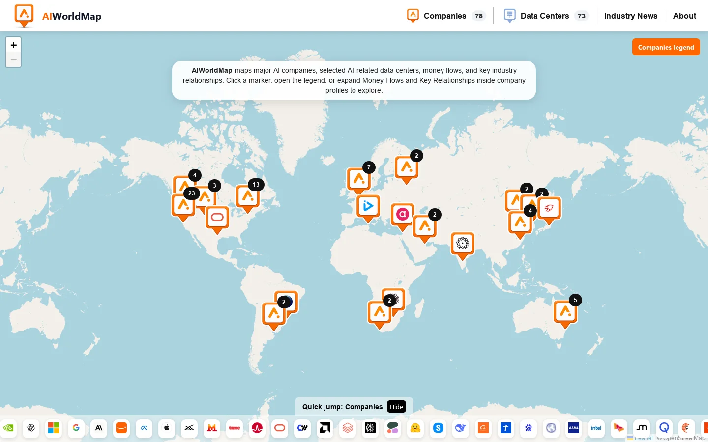 AIWorldMap Homepage screenshot
